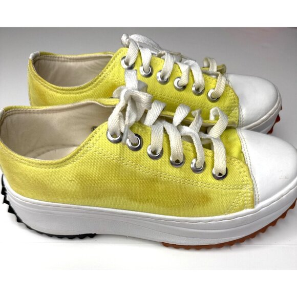 Stylus Womens Yellow & White Canvas Sneakers Size 36 - Picture 2 of 8